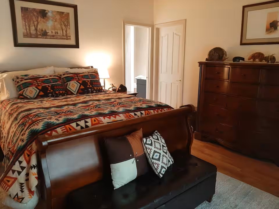 Cozy Southwestern-style bedroom at the bed and breakfast